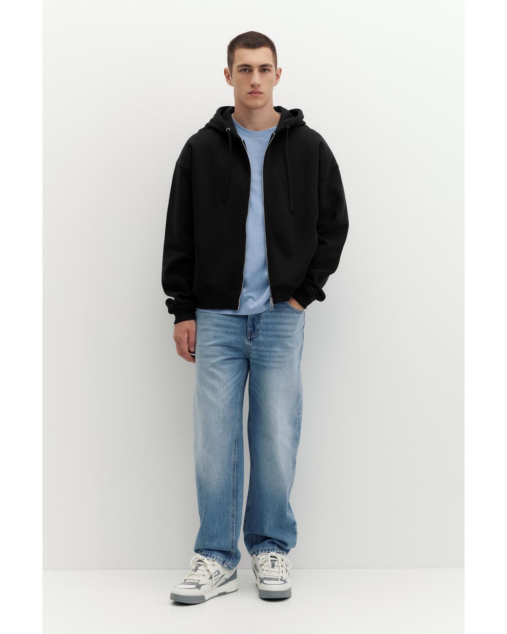 Pull&Bear Hoodie Met Rits in het Black voor heren