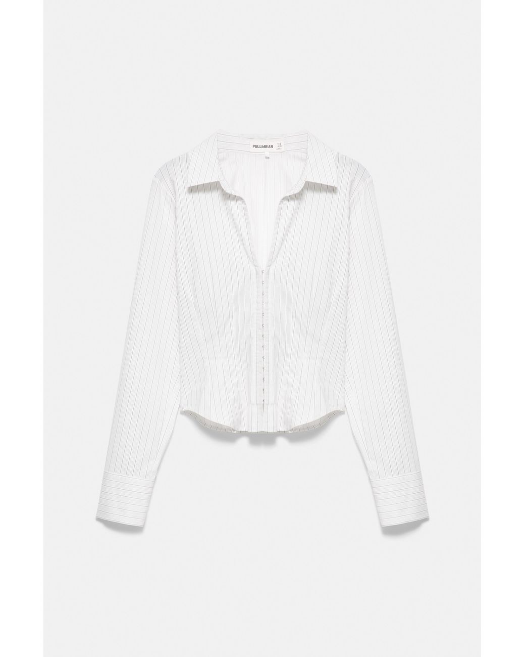 Pull&Bear White Fitted Long Sleeve Shirt