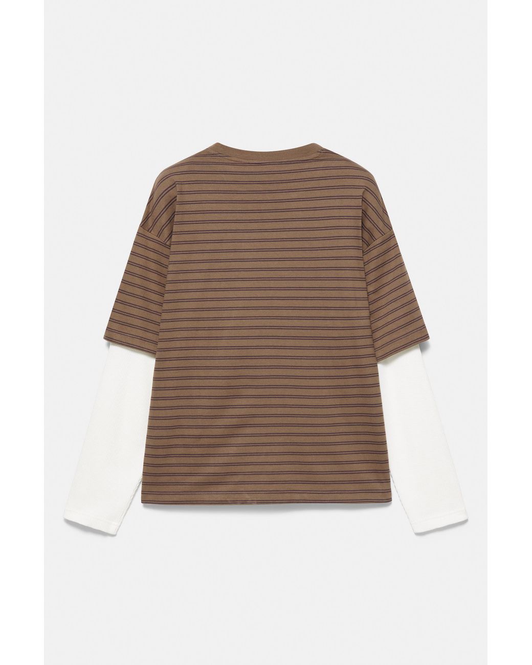 Pull&Bear Brown Long Sleeve Double-Layer T-Shirt for men