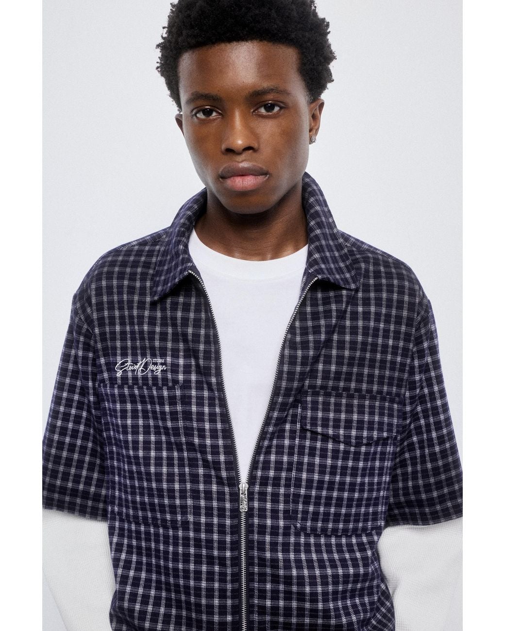 Pull&Bear Hemd Mit Karomuster Und Doppelten Ärmeln in Blue für Herren