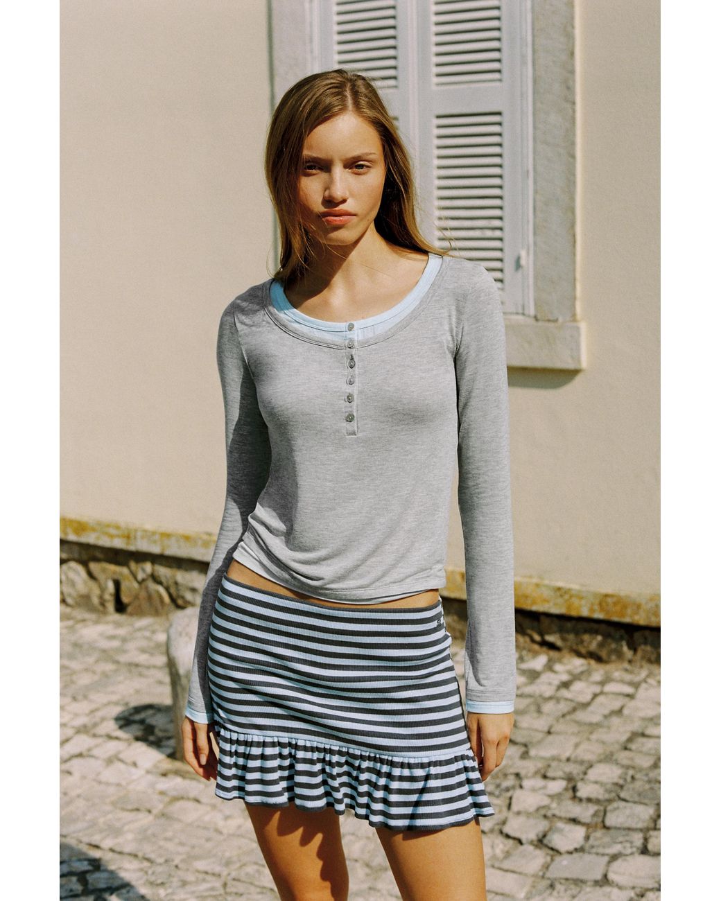 Pull&Bear Multicolor Striped Ruffled Mini Skirt
