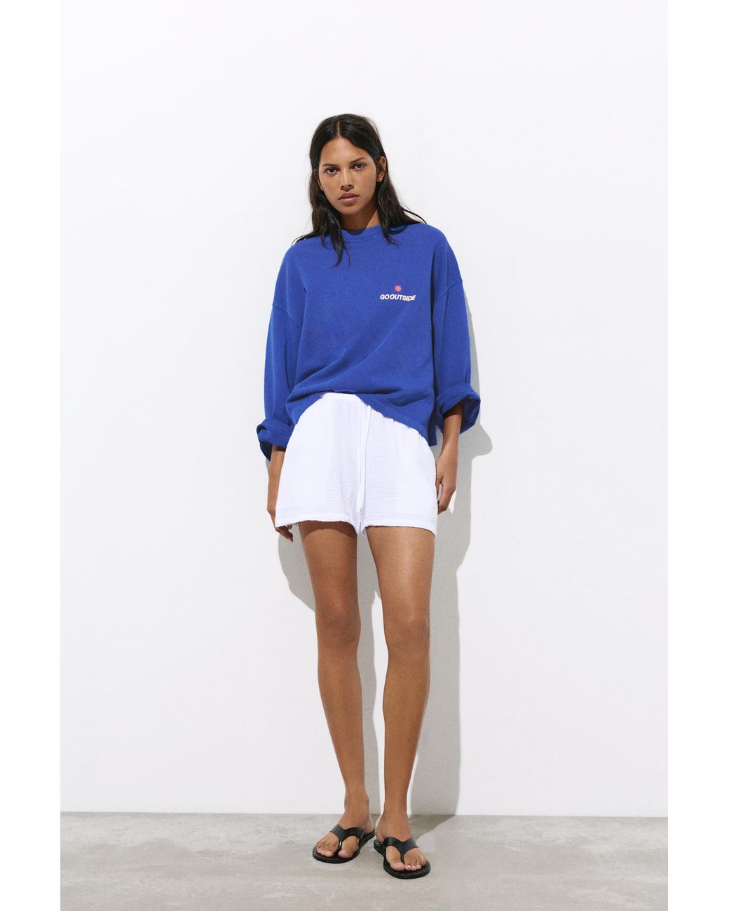 Pull&Bear Blue Sun Graphic Sweatshirt