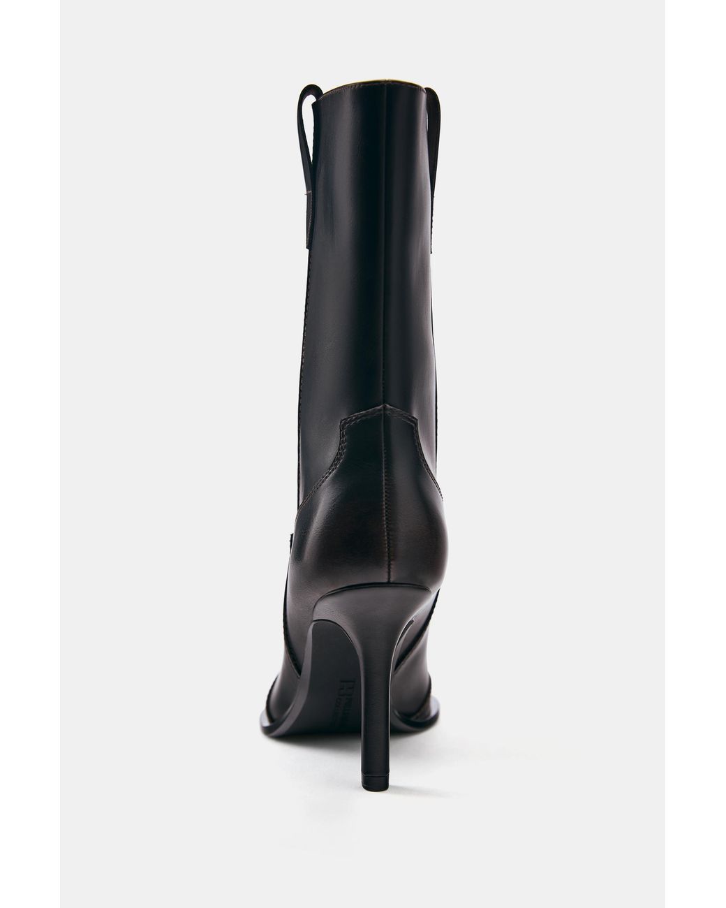 Pull&Bear Black Cowboy Heel Ankle Boots