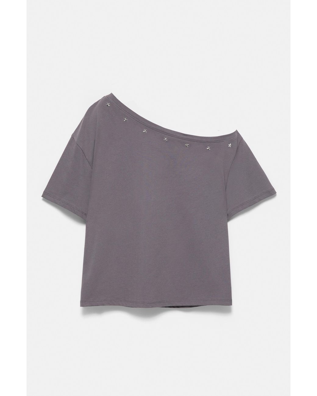 Pull&Bear Gray Asymmetric Star T-Shirt