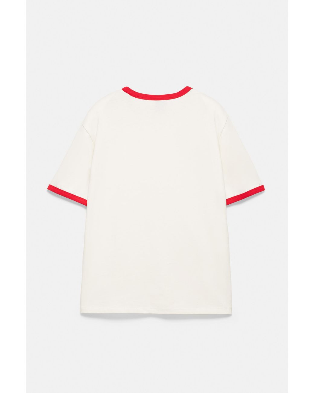Pull&Bear White Contrast Ribbed T-Shirt for men