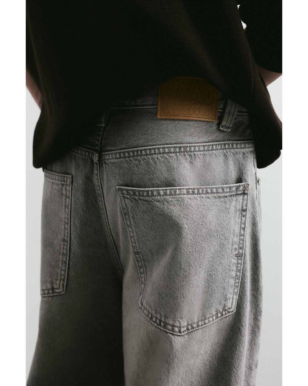 Pull&Bear Gray Relaxed Fit Baggy Jeans for men