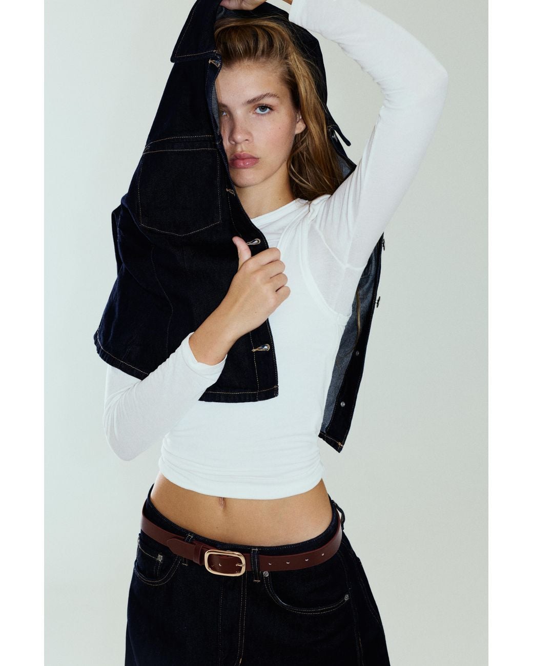 Pull&Bear White Belt With Slim Buckle
