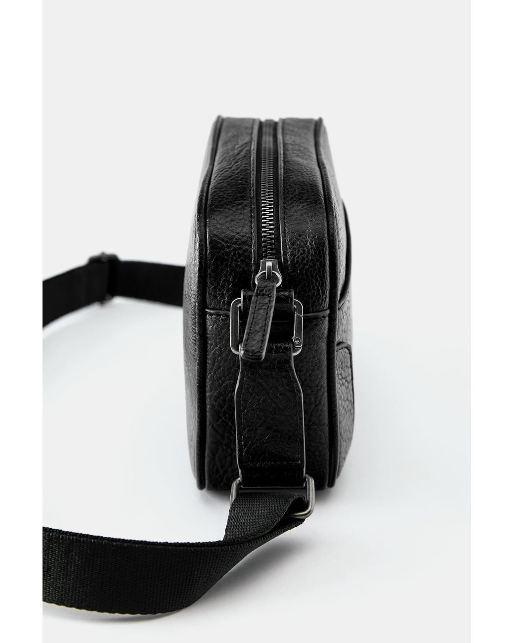 Pull&Bear Black Casual Suede Crossbody Bag for men