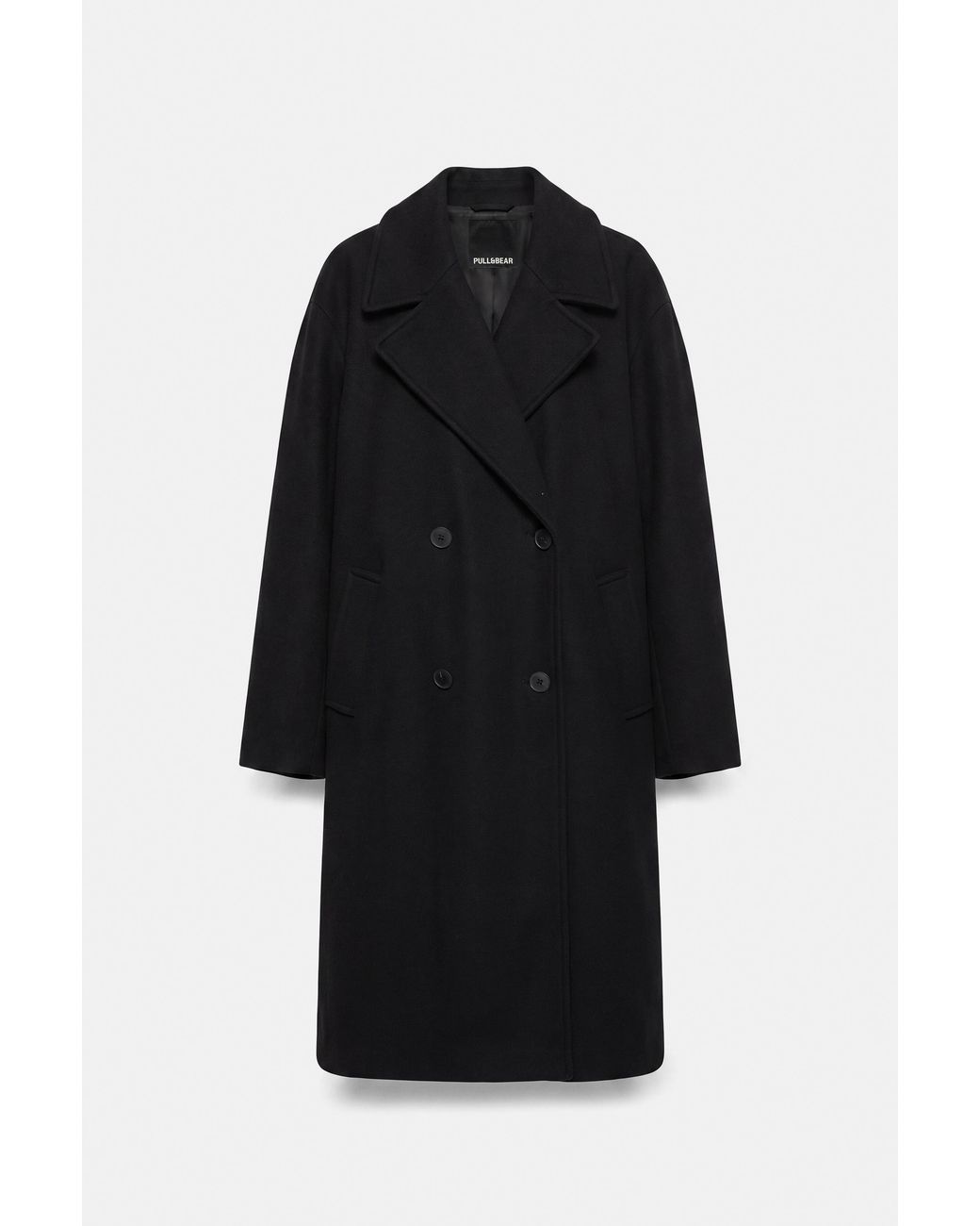 Pull&Bear Blue Double-Breasted Felt Coat