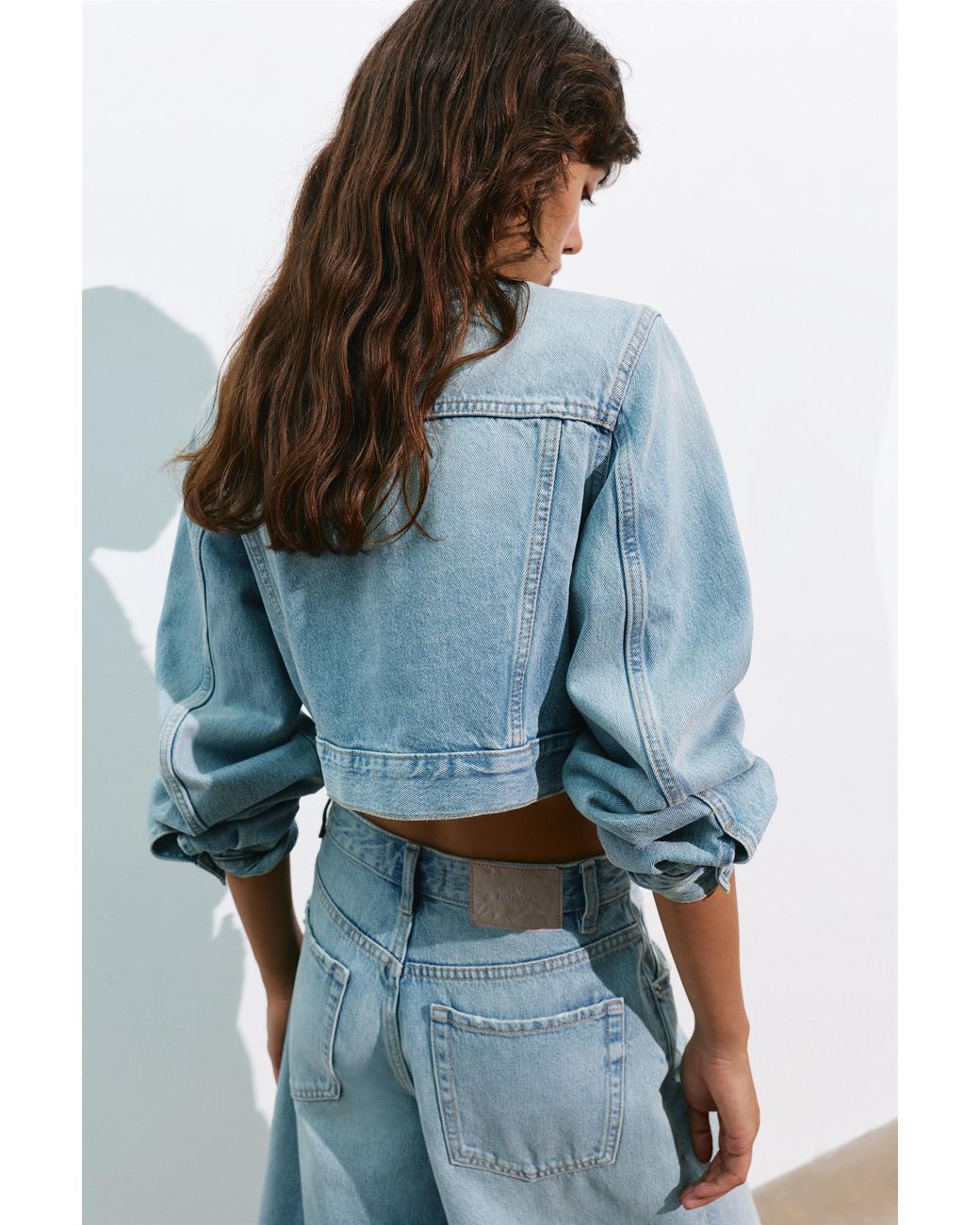 Pull&Bear Blue Cropped Denim Jacket