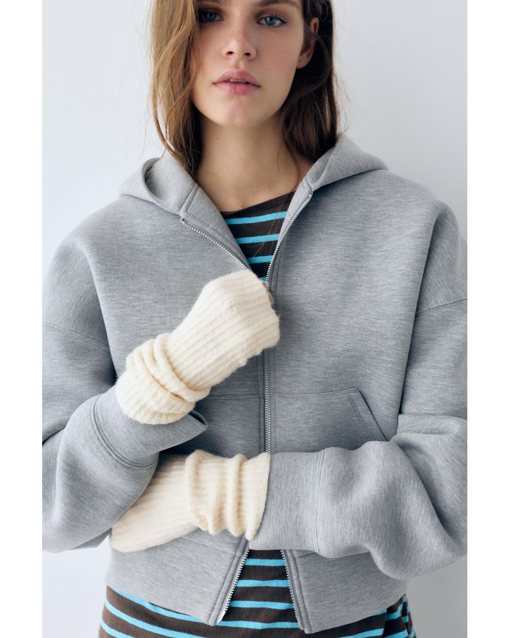 Pull&Bear Ribtricot Wanten in het White