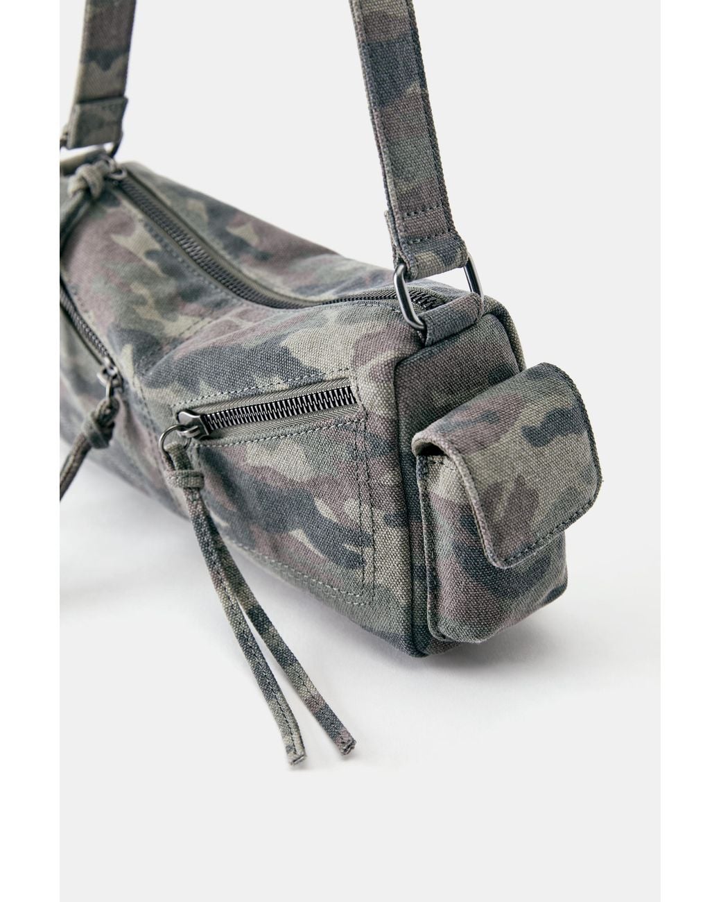 Pull&Bear White Printed Multipocket Shoulder Bag
