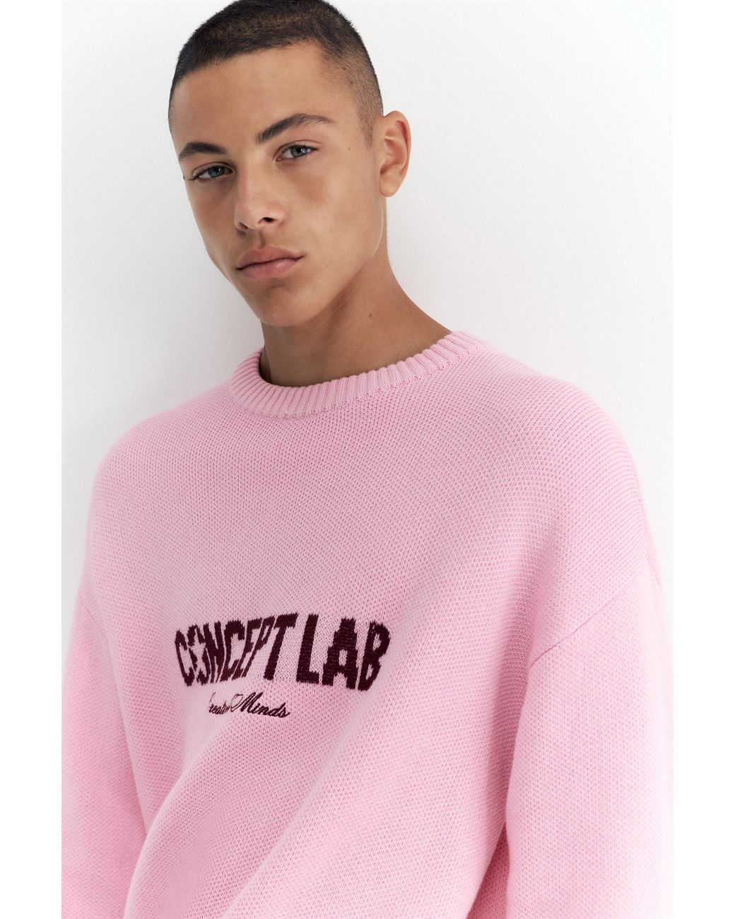 Pull&Bear Gray Stwd Graphic Jumper for men