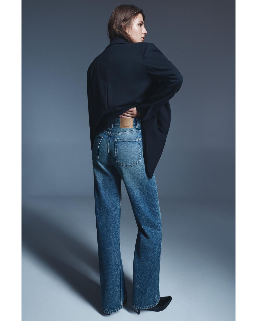 Pull&Bear Blue High-Waist Wide Straight-Leg Jeans