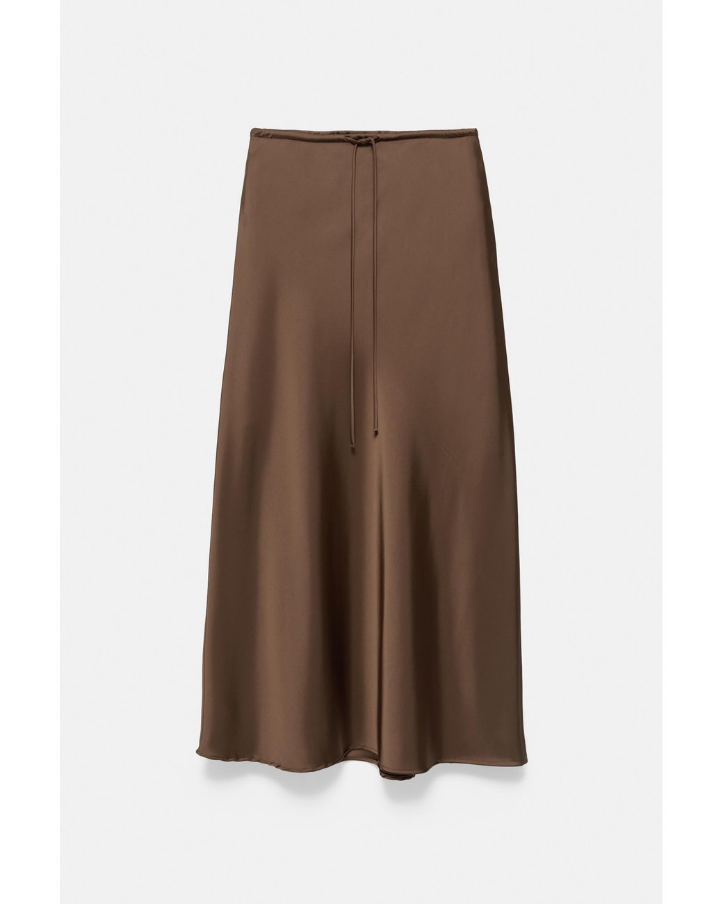 Pull&Bear Blue Satin Drawstring Midi Skirt