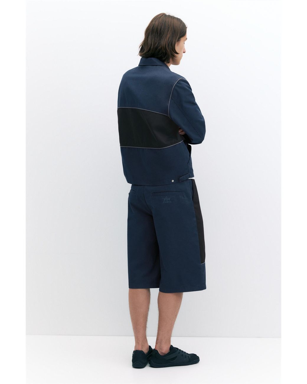 Pull&Bear Blue Pleasures X Stwd Panelled Bermuda Shorts for men