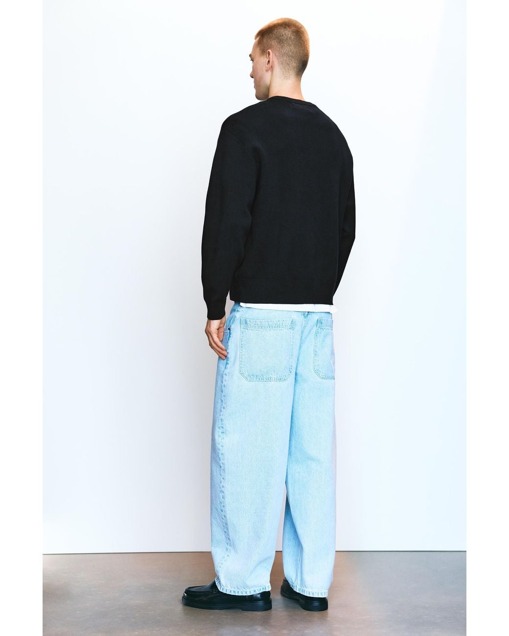 Pull&Bear Black Soft Round Neck Jumper for men