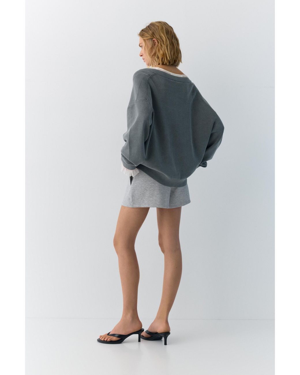 Pull Col En V Pull&Bear en coloris Brown