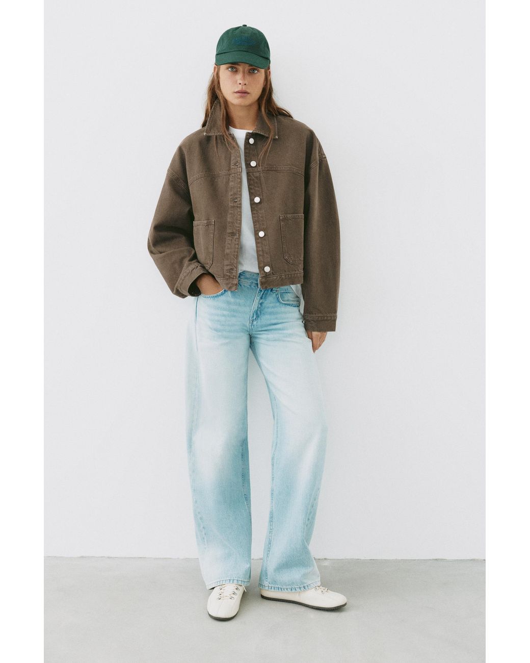 Pull&Bear Brown Boxy Denim Overshirt