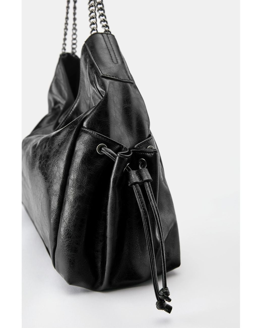 Pull&Bear Black Suede Chain Shopper Bag