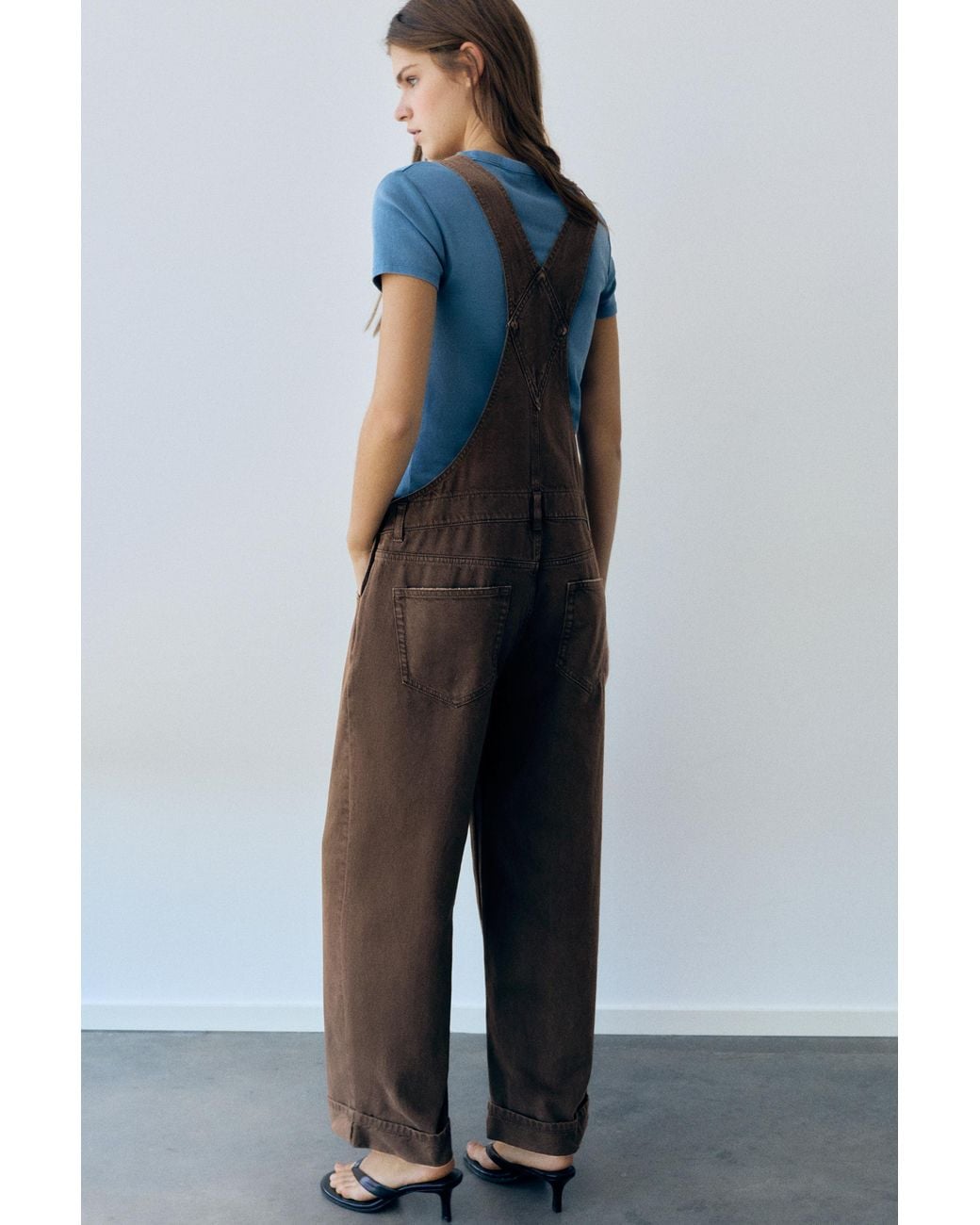 Pull&Bear Blue Long Denim Dungarees