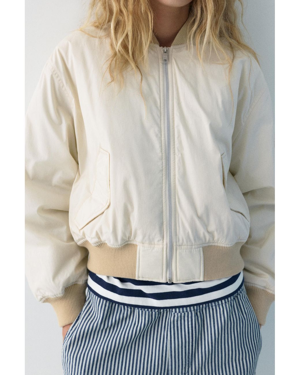 Pull&Bear Natural Bomber Jacket