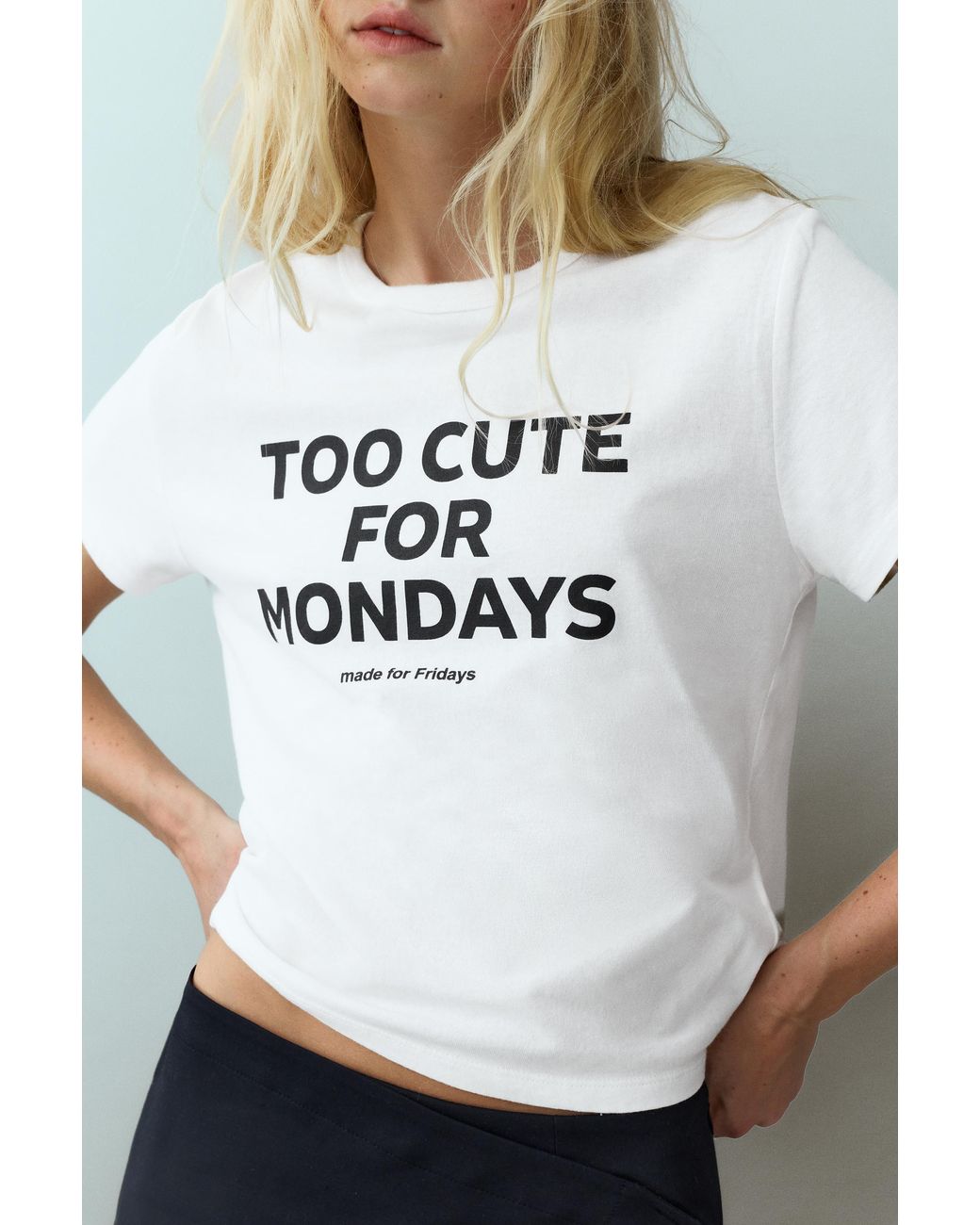 Pull&Bear Gray Graphic Slogan T-Shirt