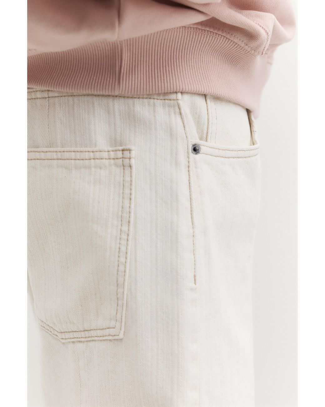 Pull&Bear Natural Relaxed Baggy Denim Bermuda Shorts for men