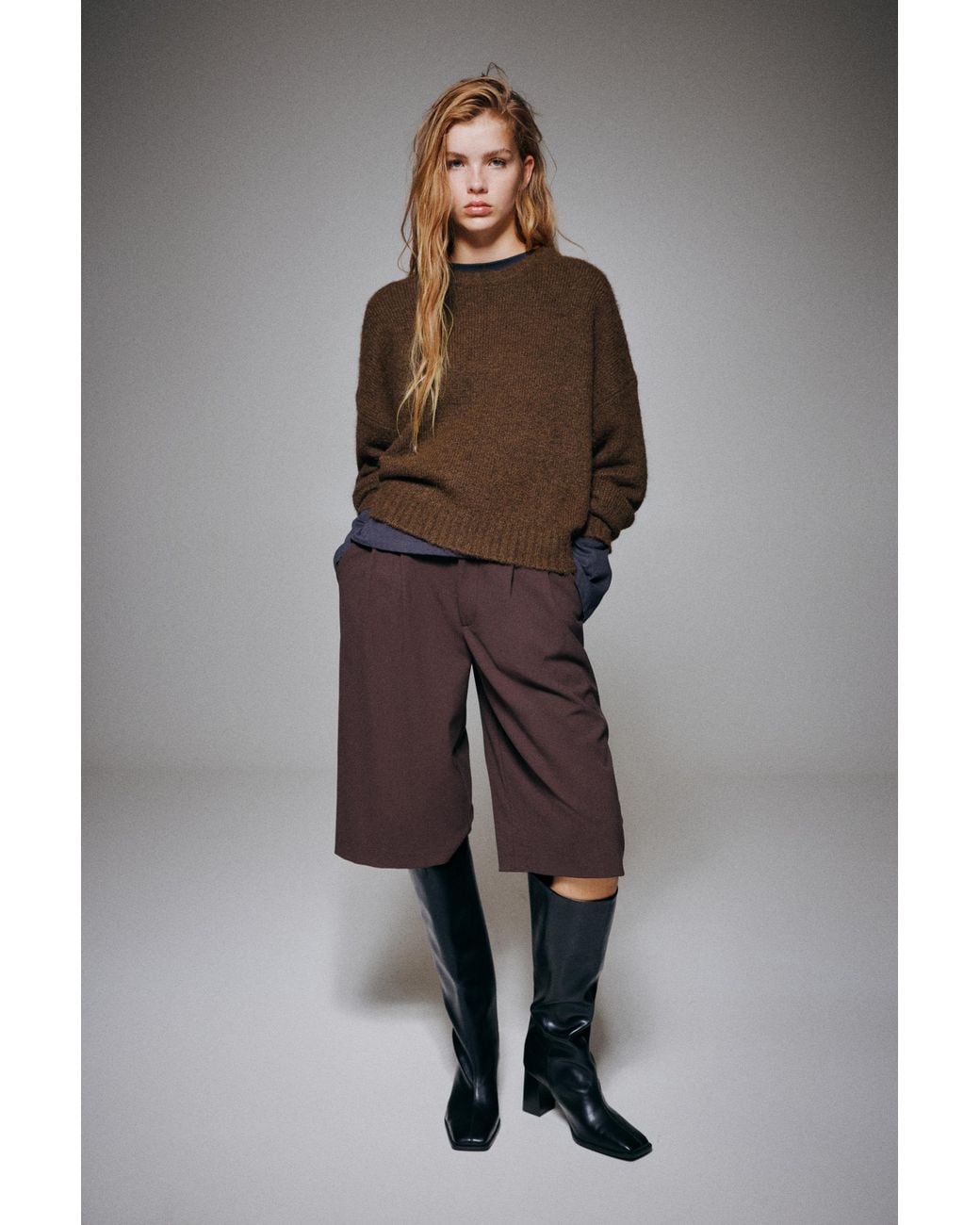 Pull&Bear Brown Basic-Strickpullover