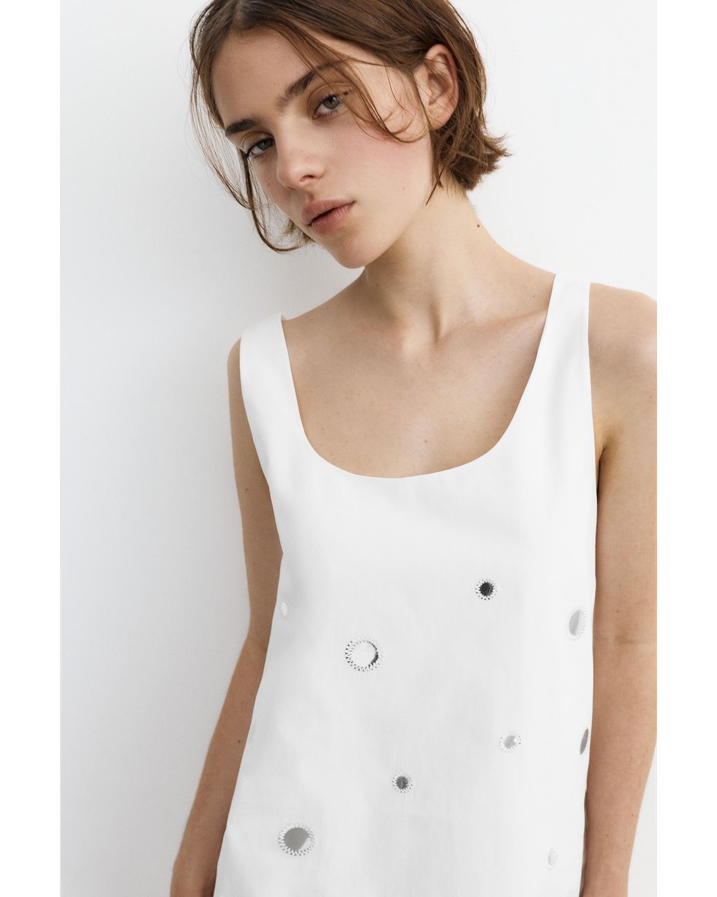 Pull&Bear White Short Strappy Dress With Mirrored Details
