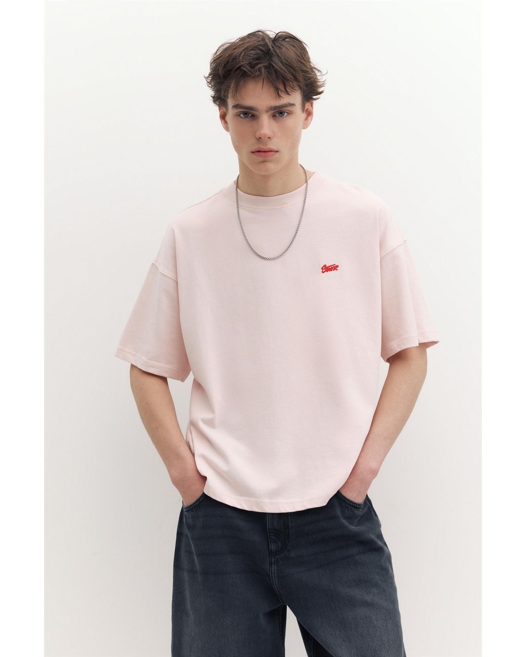 Pull&Bear White Stwd Logo Boxy T-Shirt for men