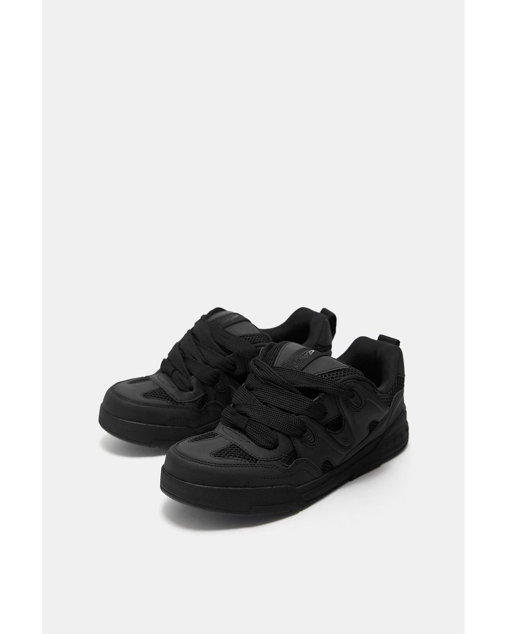 Pull&Bear Black Stwd Embellished Skate Trainers for men