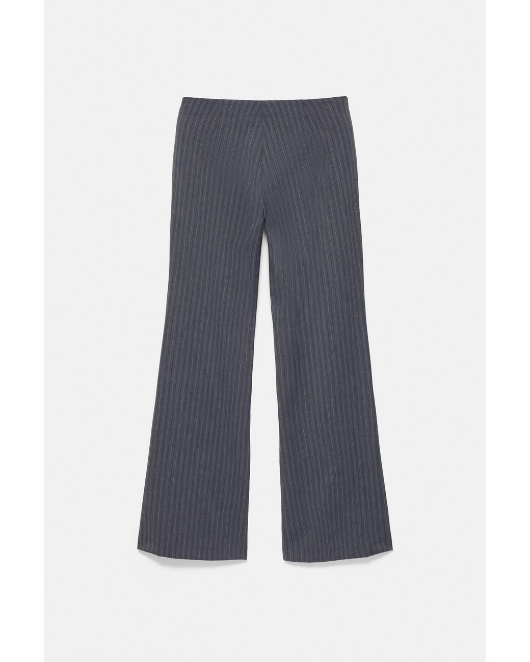 Pull&Bear Gray Striped Flared Trousers With Belt