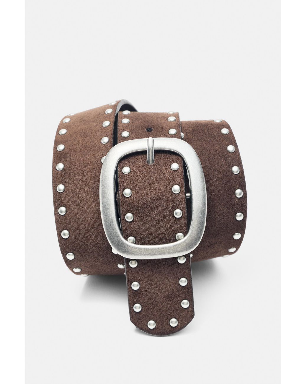 Pull&Bear White Faux Suede Studded Belt