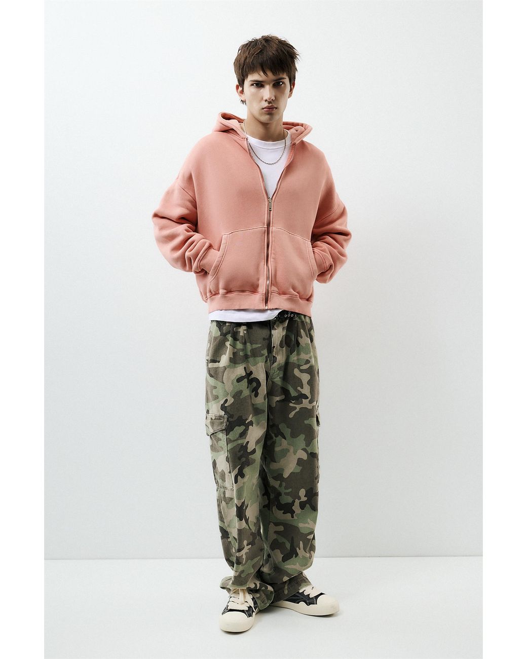 Felpa Con Cappuccio E Zip di Pull&Bear in Multicolor da Uomo