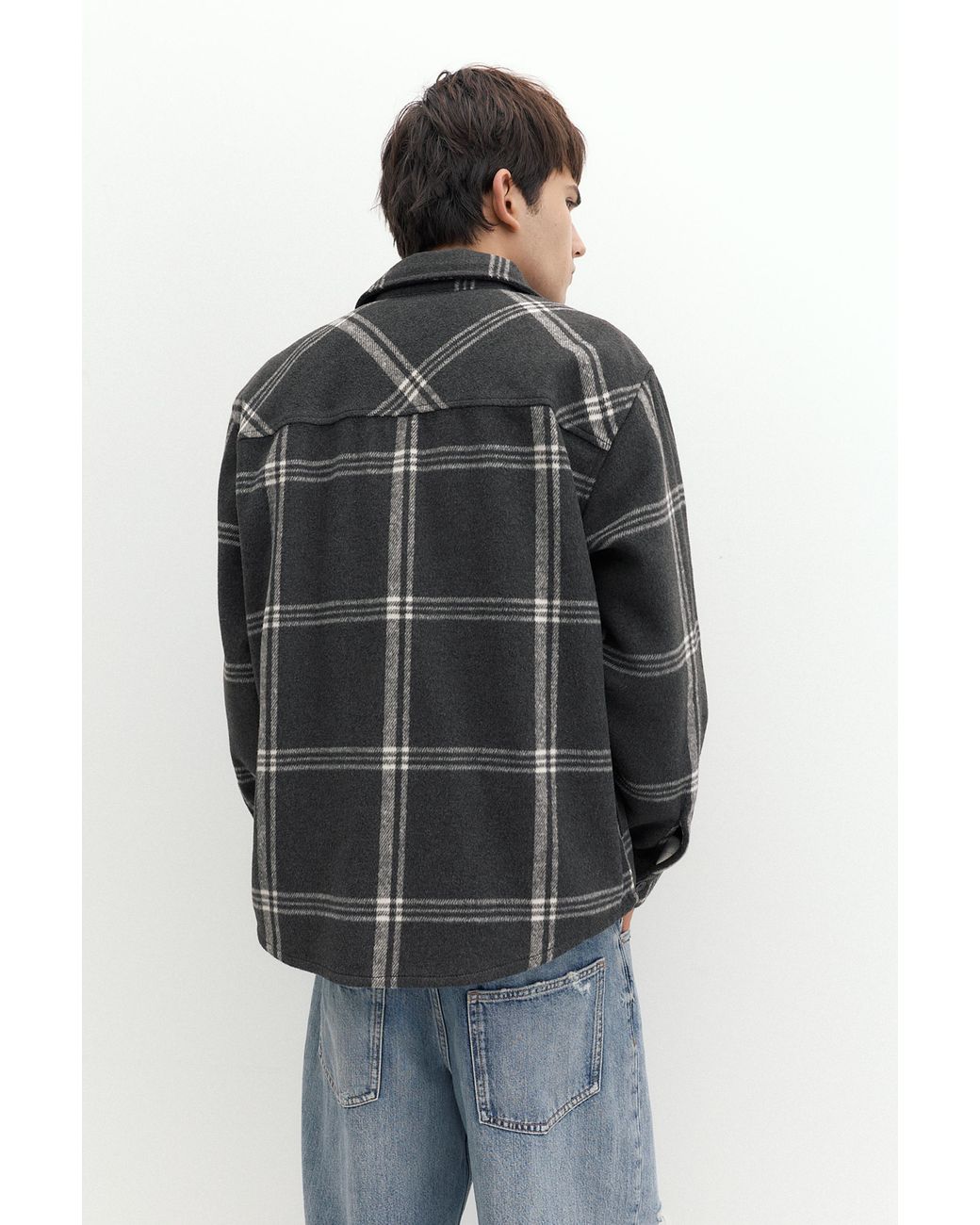Giacca Camicia A Maniche Lunghe A Quadri di Pull&Bear in Black da Uomo