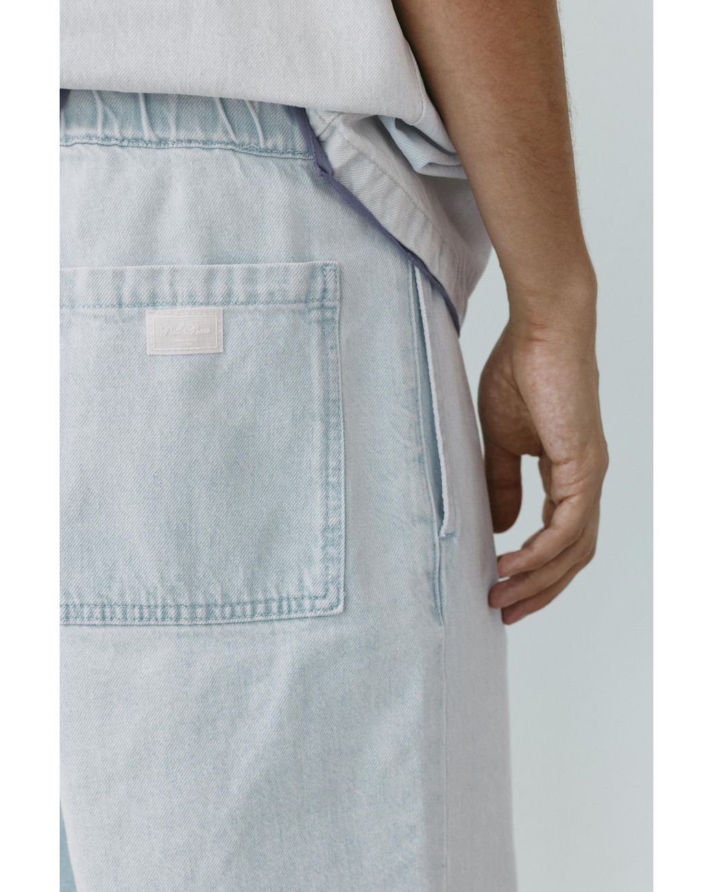 Pull&Bear Blue Relaxed Denim Bermuda Shorts for men