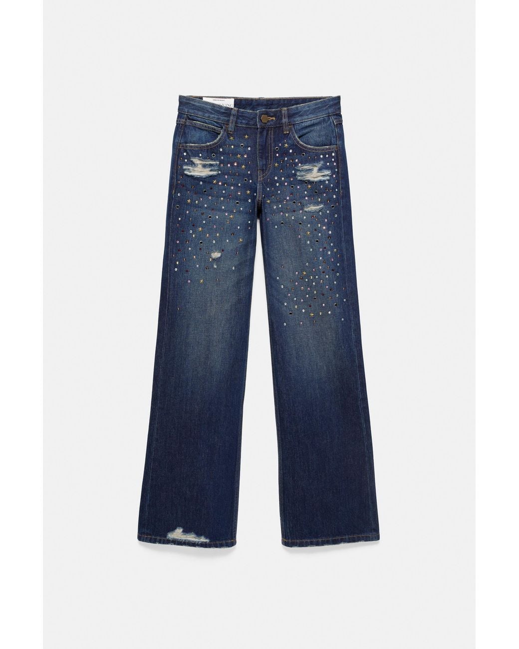 Pull&Bear Blue Rhinestone Boot-Cut Jeans Oscar Ouyang