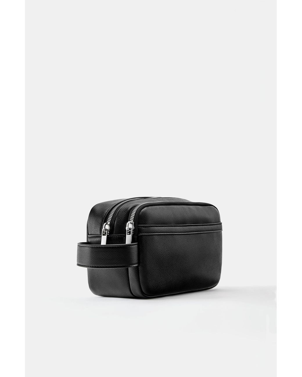 Pull&Bear Black Suede Wash Bag With Handle for men