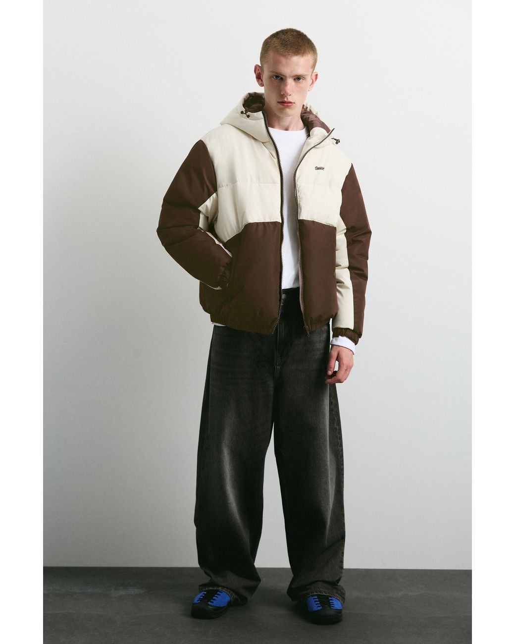 Blouson Matelassé À Panneaux Pull&Bear pour homme en coloris Brown