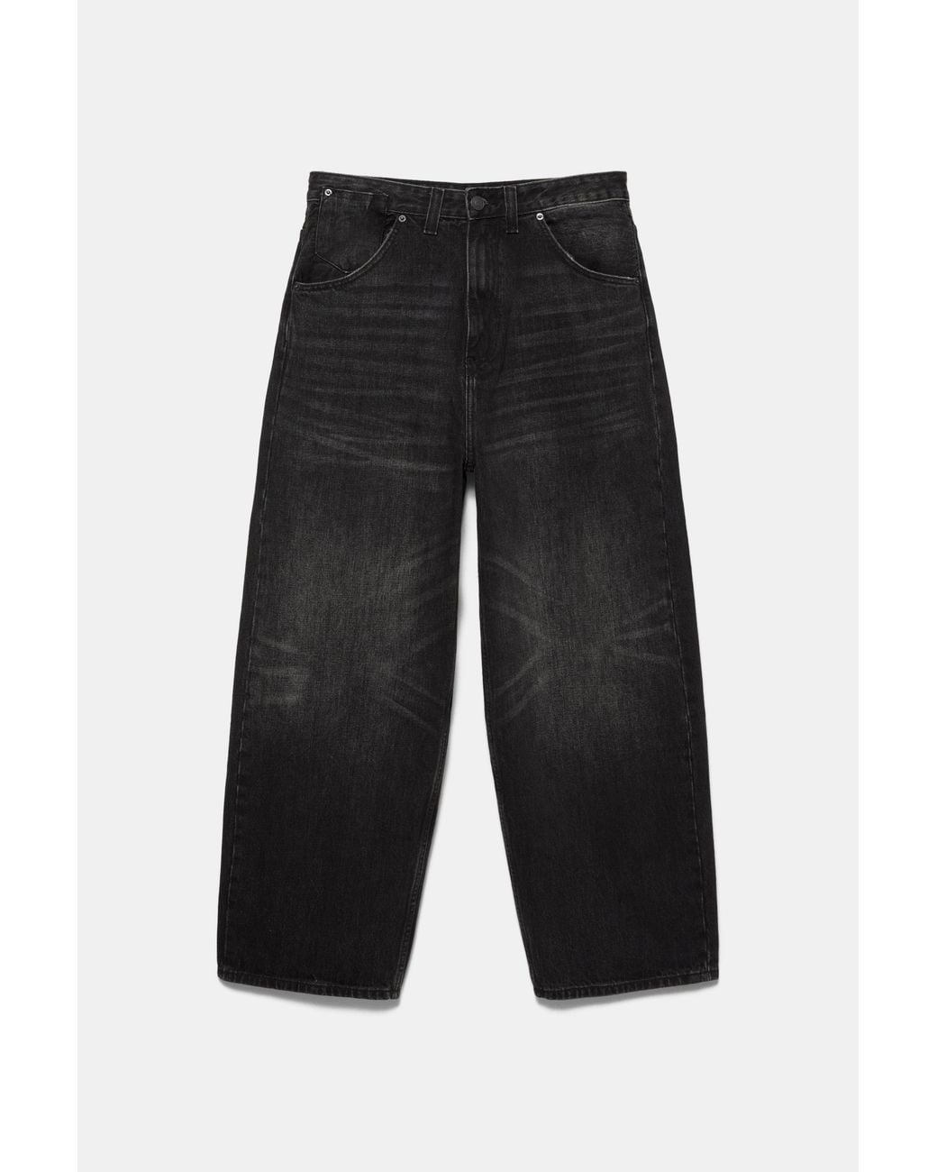 Pull&Bear Gray Embroidered Super Baggy Jeans for men