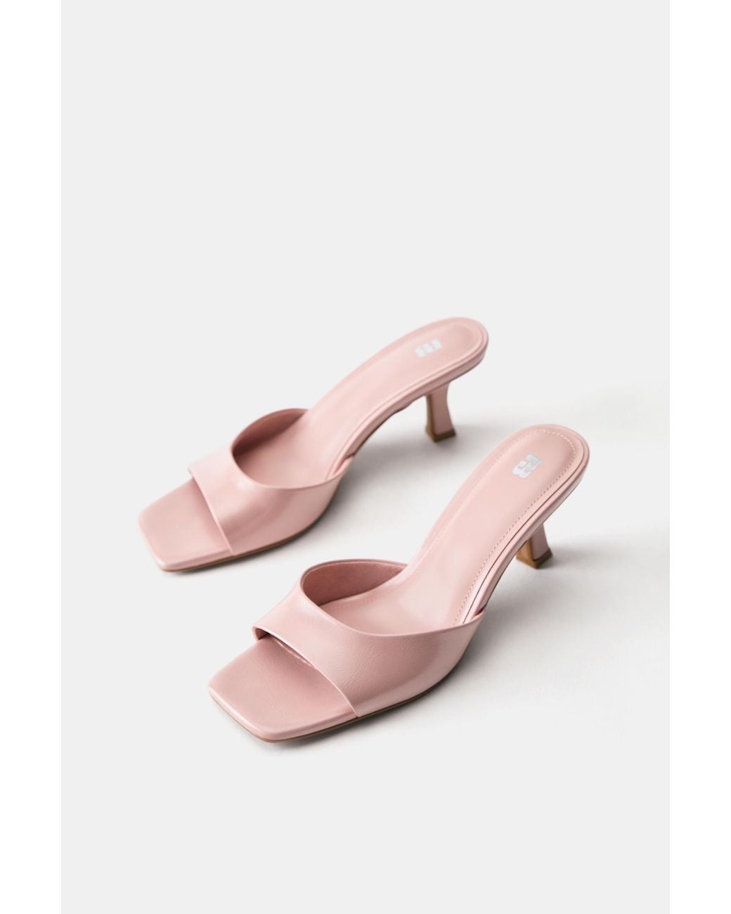 Pull&Bear Pink Heeled Mule Sandals