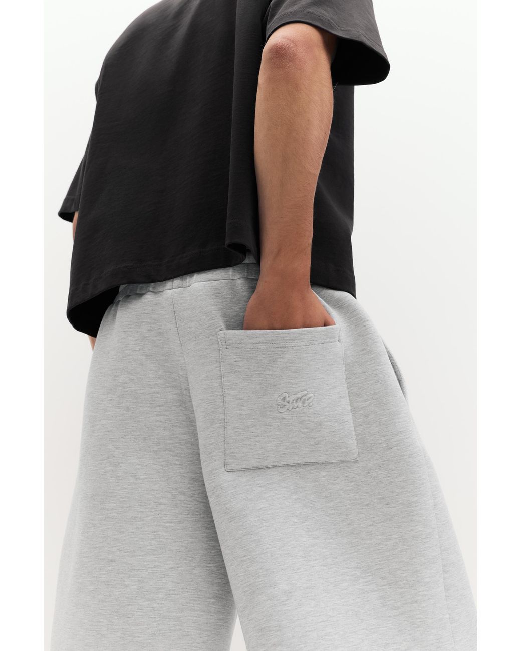 Pull&Bear Blue Neoprene-Effect Jogger Bermuda Shorts for men