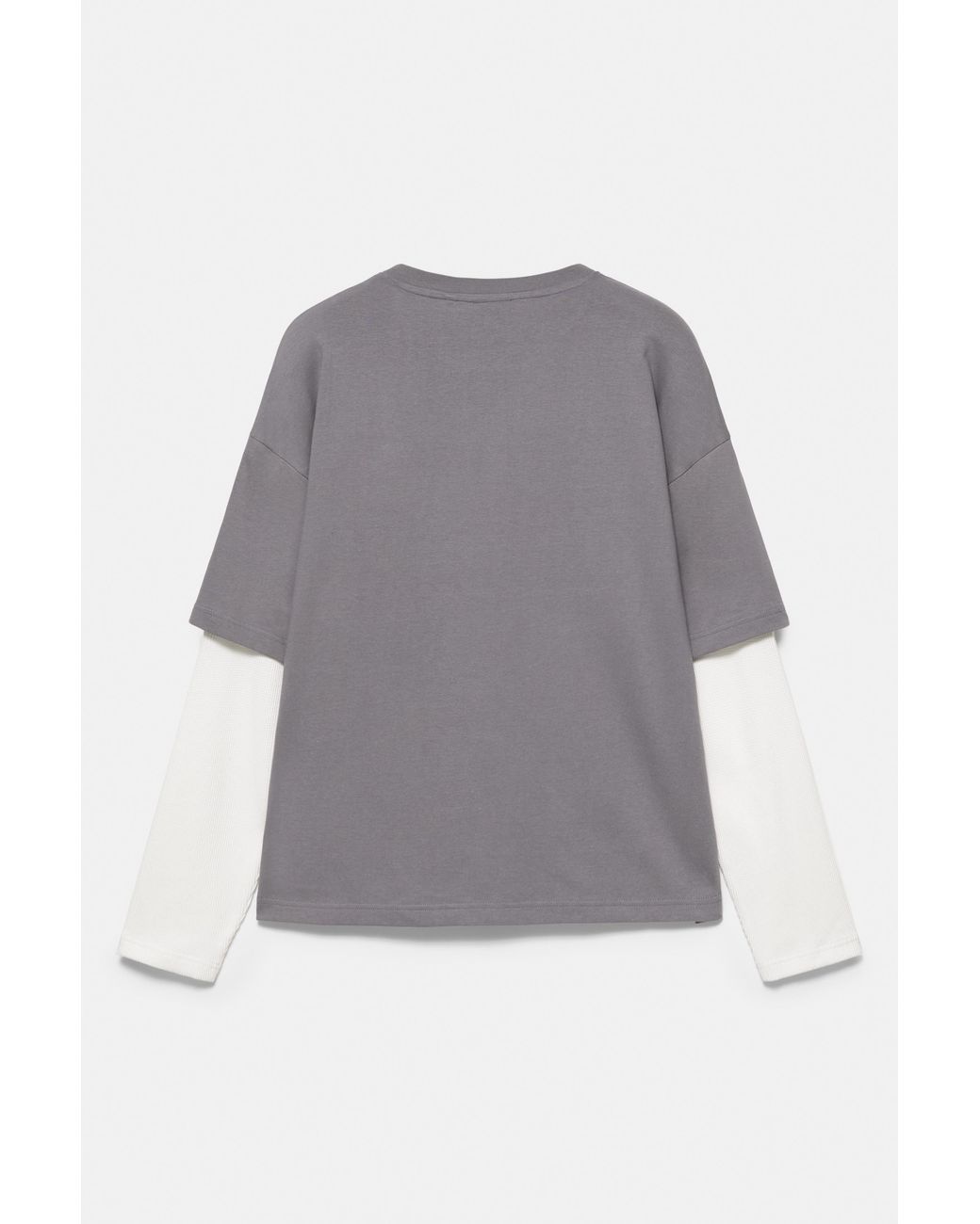 Pull&Bear Gray Double-Layer Long Sleeve T-Shirt for men