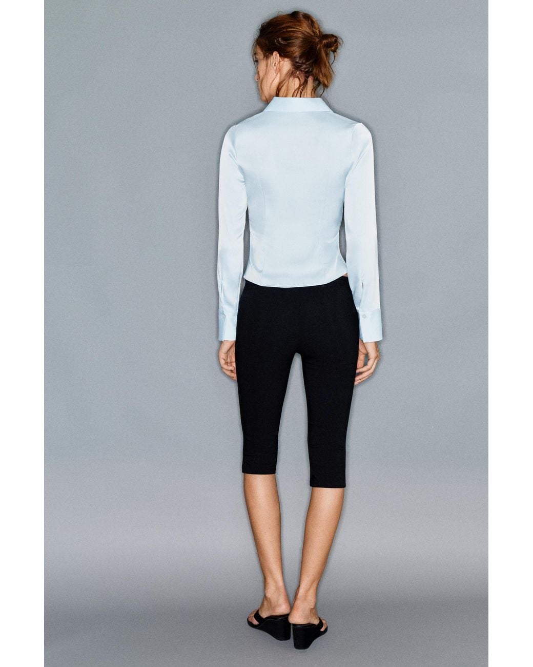 Pull&Bear Blue Fitted Satin Shirt