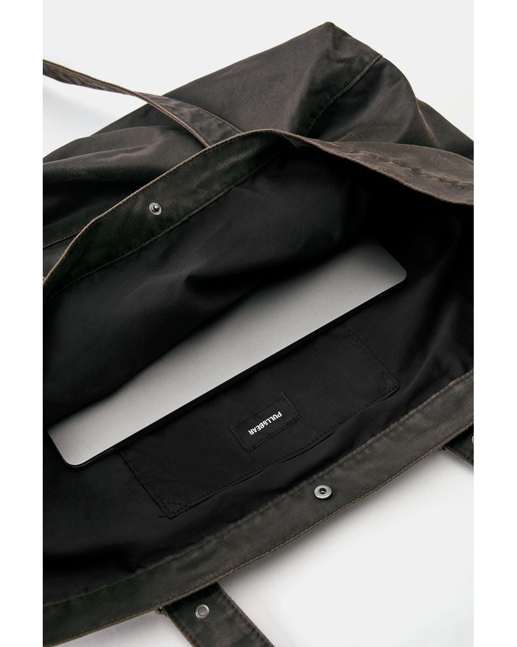 Pull&Bear Black Waxed Suede Shopper Bag for men
