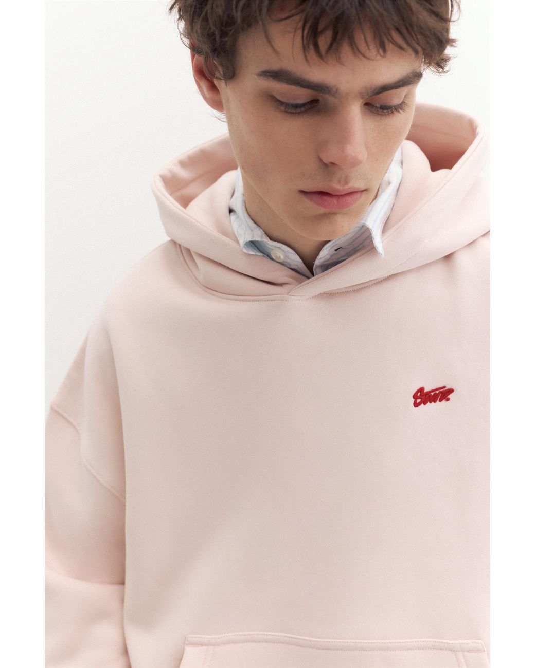 Pull&Bear Natural Stwd Logo Boxy Hoodie for men