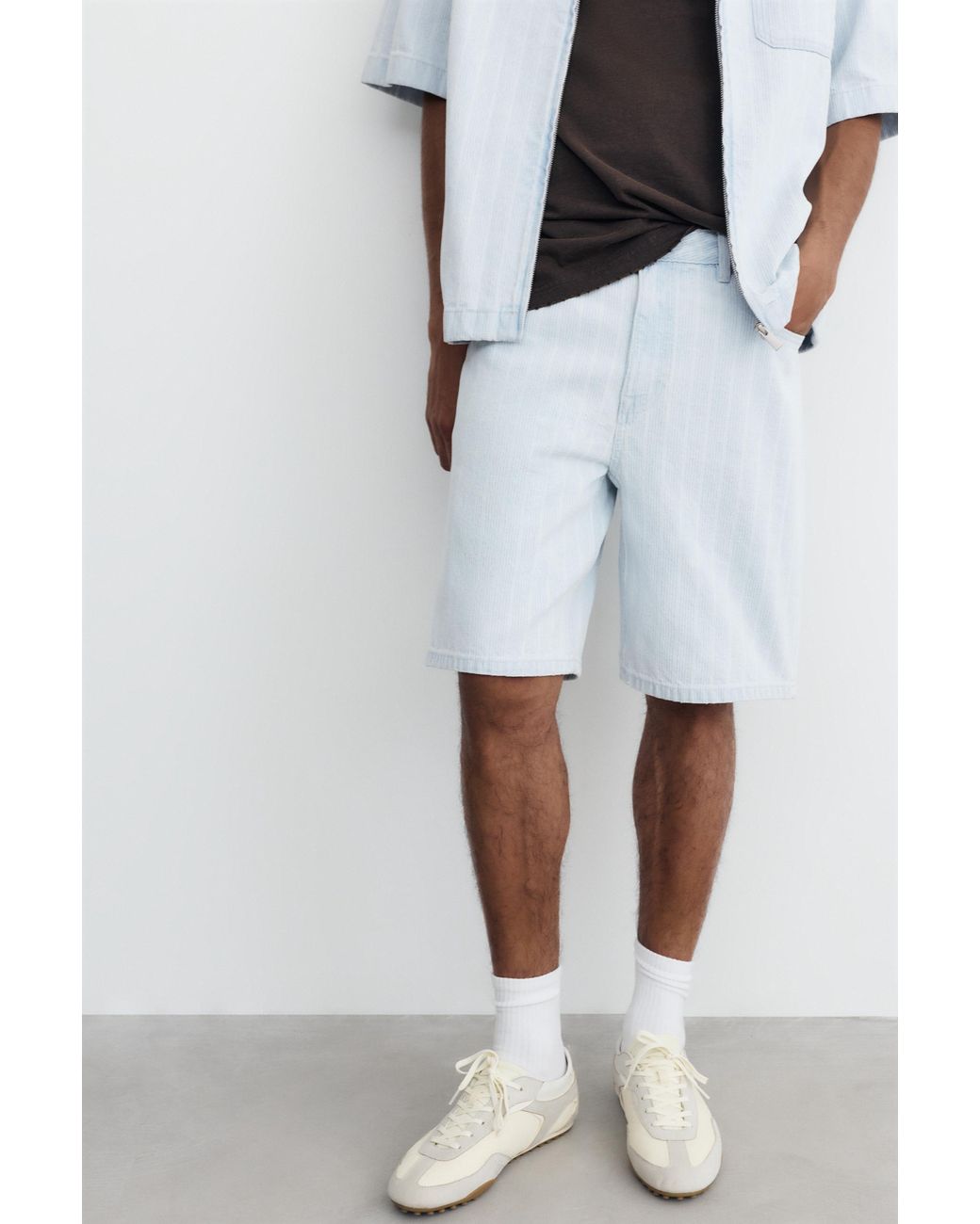 Pull&Bear Multicolor Standard Jacquard Denim Bermuda Shorts for men