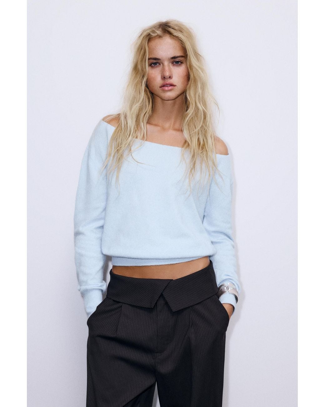 Pull&Bear White Boat-Neck Jumper