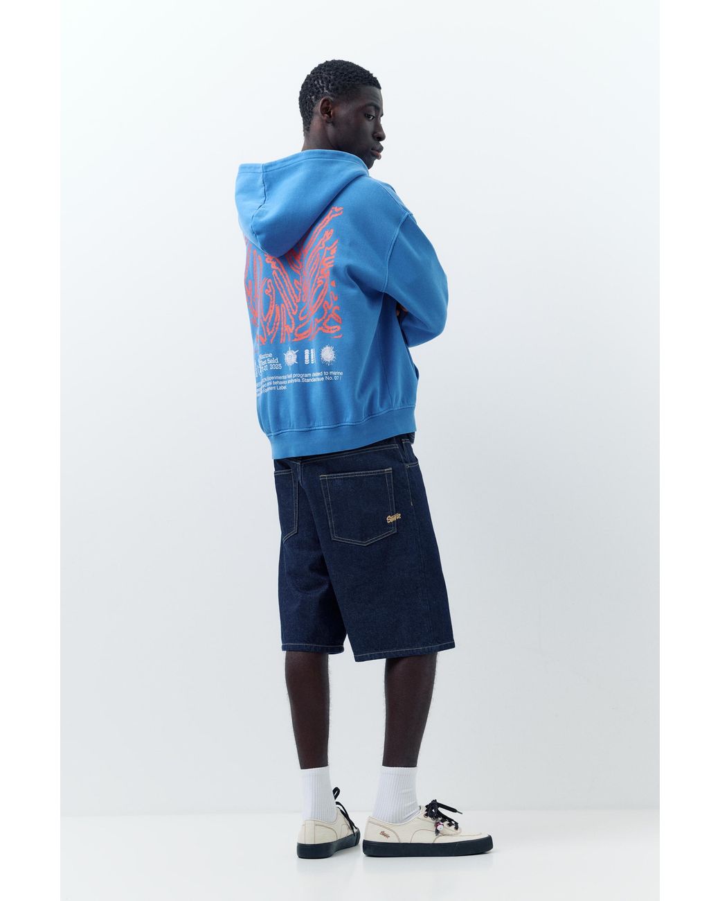 Pull&Bear Blue Hoodie With Zip for men